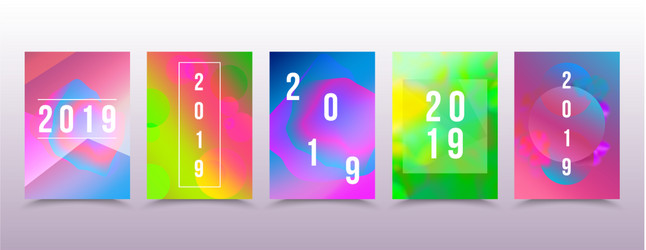 Set of colorful 2019 page template for calendar vector