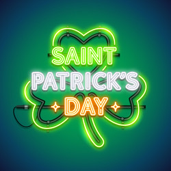 St patricks day clover neon sign vector