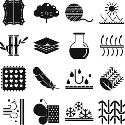 fabric feature icons set simple style vector image