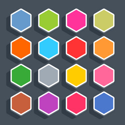 flat blank web button hexagon icon with shadow vector image