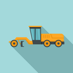 Grader machine road icon flat style vector