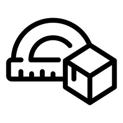 protractor measuring a cube representing vector image
