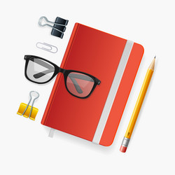 realistic detailed 3d notebook with elastic band vector image
