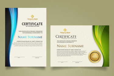set modern certificate template with flow lines vector image