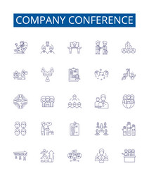 company conference line icons signs set design vector