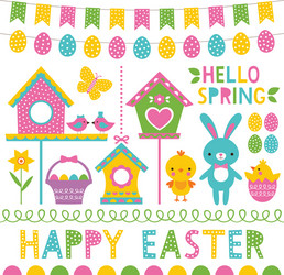 spring and easter design elements set vector image