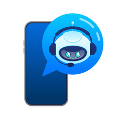 support bot ai assistant flat icon with blue vector image