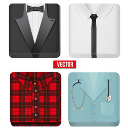 Tuxedo and White Shirt Icon Set vector image