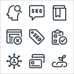 web apps seo line icons linear set quality vector image