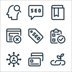 Web apps seo line icons linear set quality vector