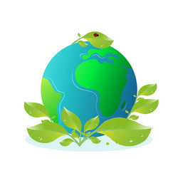 Green and beautiful planet earth and leaves Vector Image