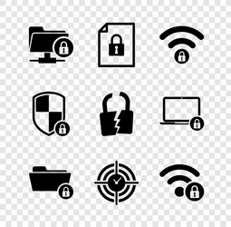 set ftp folder and lock document wifi locked vector image