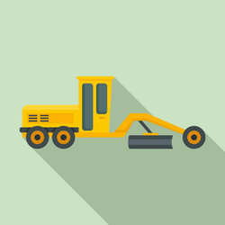 grader machine bulldozer icon flat style vector image