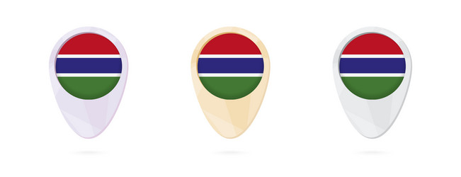 map markers with flag gambia 3 color versions vector image