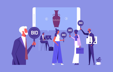 online auction concept vector