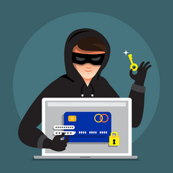 flat design concept hacker activity cyber thief vector