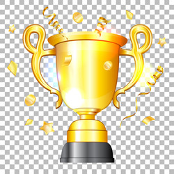 Realistic golden trophy gold cup award Royalty Free Vector
