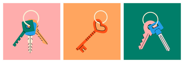 set of bunch different house keys vector image