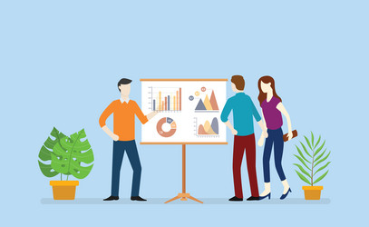 team business analyze graph and chart data vector image