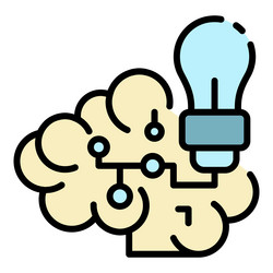 Ai cloud idea icon color outline vector