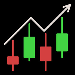 arrow with candlestick chart technical analysis vector image