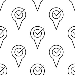 seamless pattern location pin and check mark gps vector image