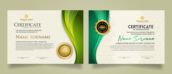 set modern certificate template with flow lines vector image