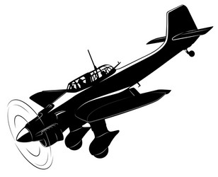 Vintage Fighter Airplane Silhouette Vector Image