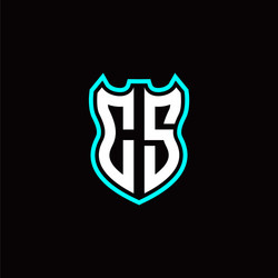 c s initial logo design with shield shape vector image