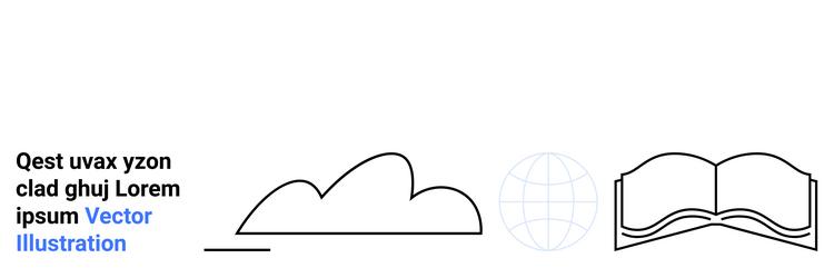 cloud globe and open book representing knowledge vector image