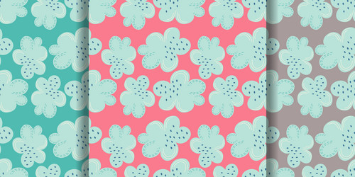 set scandinavian seamless pattern with clouds vector image