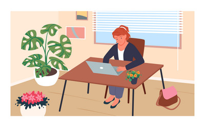 Work of businesswoman at office busy woman vector