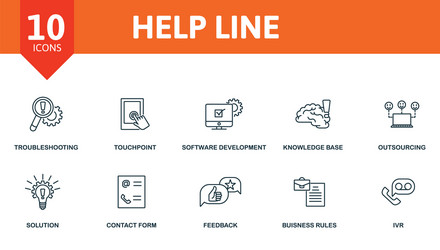 help line icon set collection contain key vector image