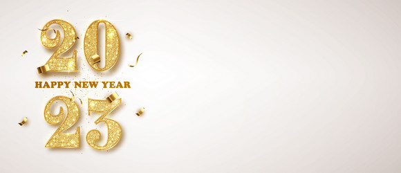 New year banner with gold glitter numbers 2023 vector