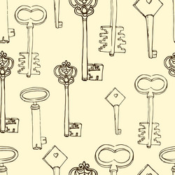 seamless pattern with retro keys vector image