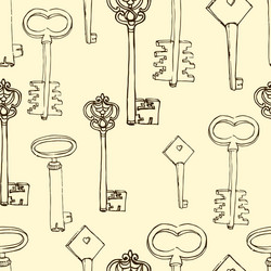 Seamless pattern with retro keys vector