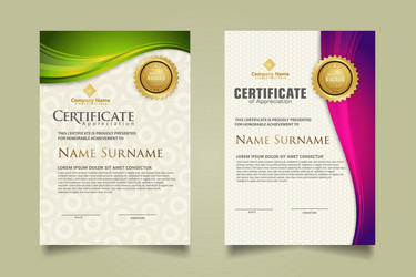 set modern certificate template with flow lines vector image