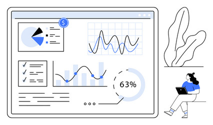 advanced data analytics on laptop screen vector image
