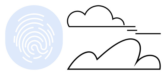digital fingerprint with clouds highlighting vector image