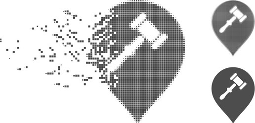 dissolved pixel halftone auction hammer marker vector image