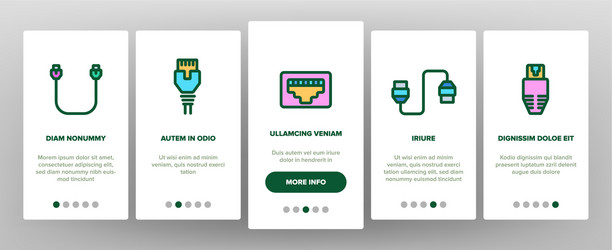 Ethernet onboarding elements icons set vector