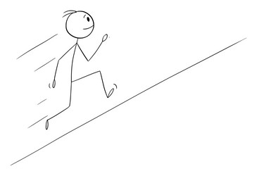 person running uphill cartoon stick figure vector