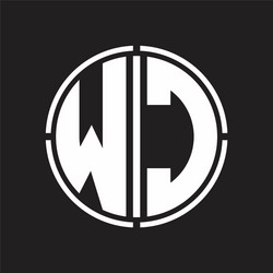 wc logo initial with circle line cut design vector image