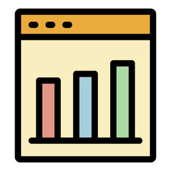 web page graph icon color outline vector image