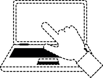 laptop computer with hand touching vector image