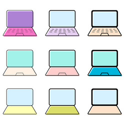 set of laptop flat web icon notebook computer vector image