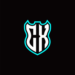 c x initial logo design with shield shape vector image