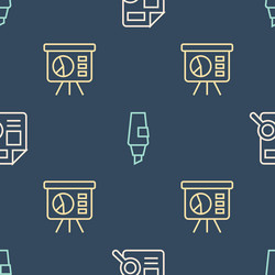 set line document with graph chart board vector image