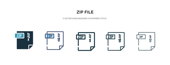 zip file icon in different style two colored vector image