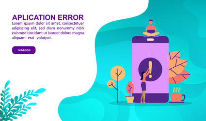 application error concept with character template vector image
